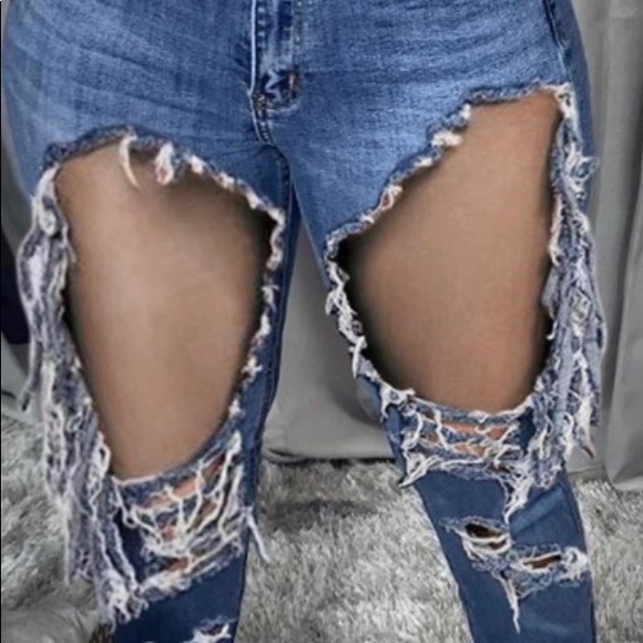 Denim Ripped Jeans - Picture 1 of 2